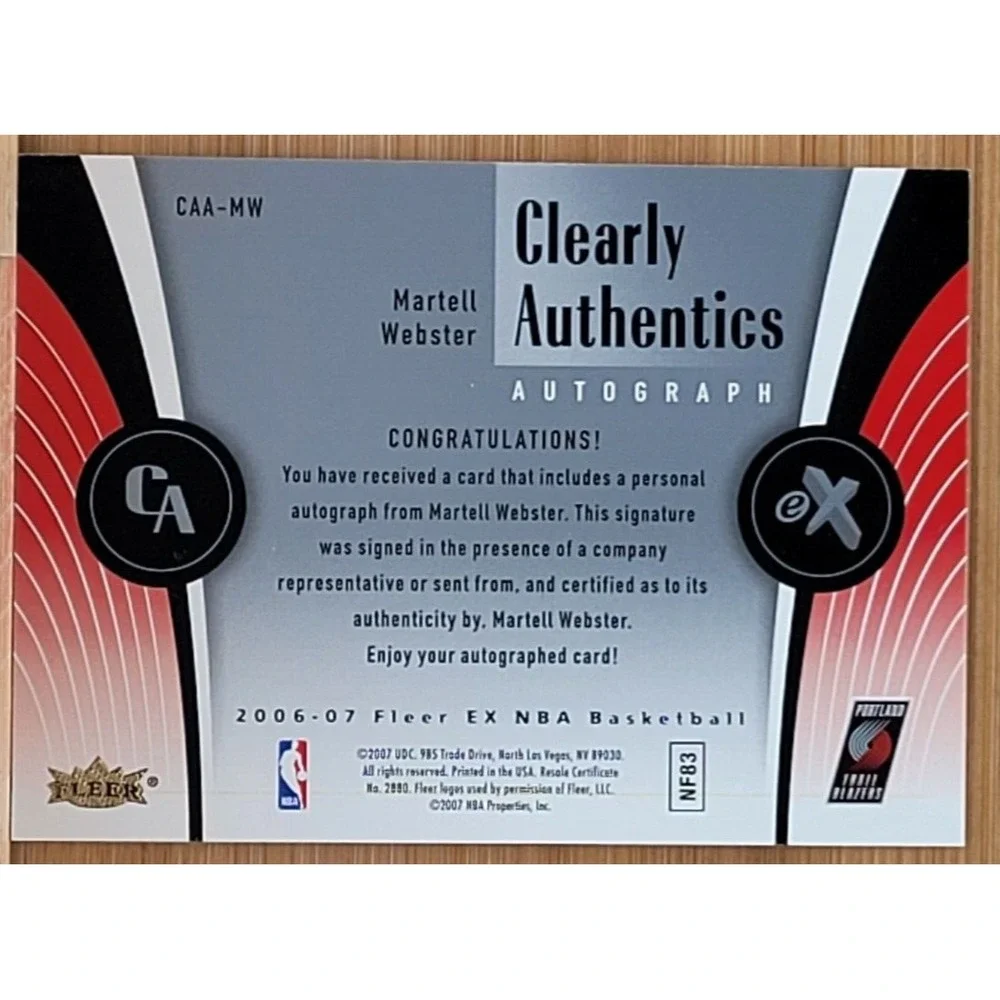 2006-07 FLEER EX MARTELL WEBSTER CLEARLY AUTHENTICS AUTOGRAPHS AUTO TRAILBLAZERS